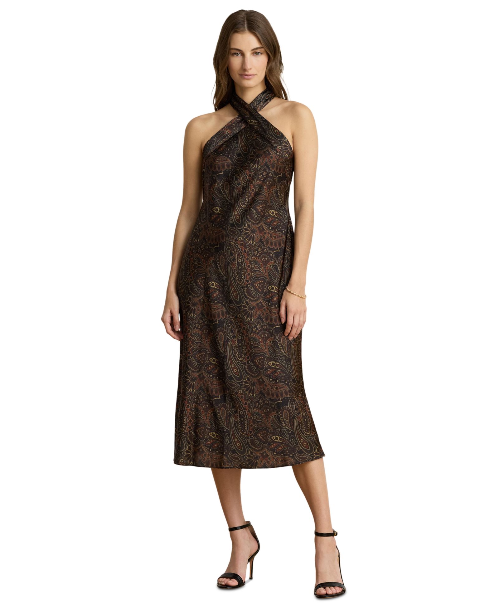 Женское вечернее платье Lauren Ralph Lauren Paisley Tie-Neck Halter Cocktail