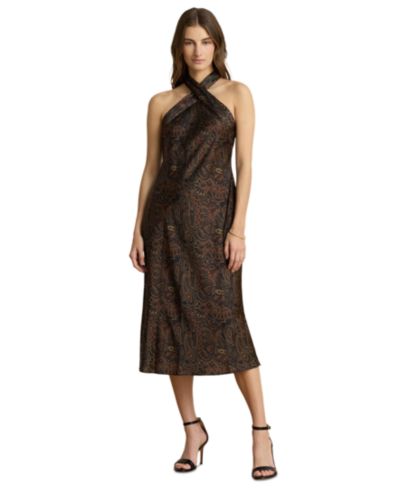 Женское вечернее платье Lauren Ralph Lauren Paisley Tie-Neck Halter Cocktail
