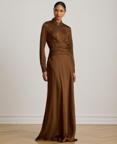 Женское вечернее платье Lauren Ralph Lauren Pleated Button-Up Charmeuse
