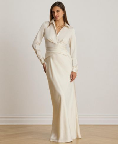 Женское вечернее платье Lauren Ralph Lauren Pleated Button-Up Charmeuse