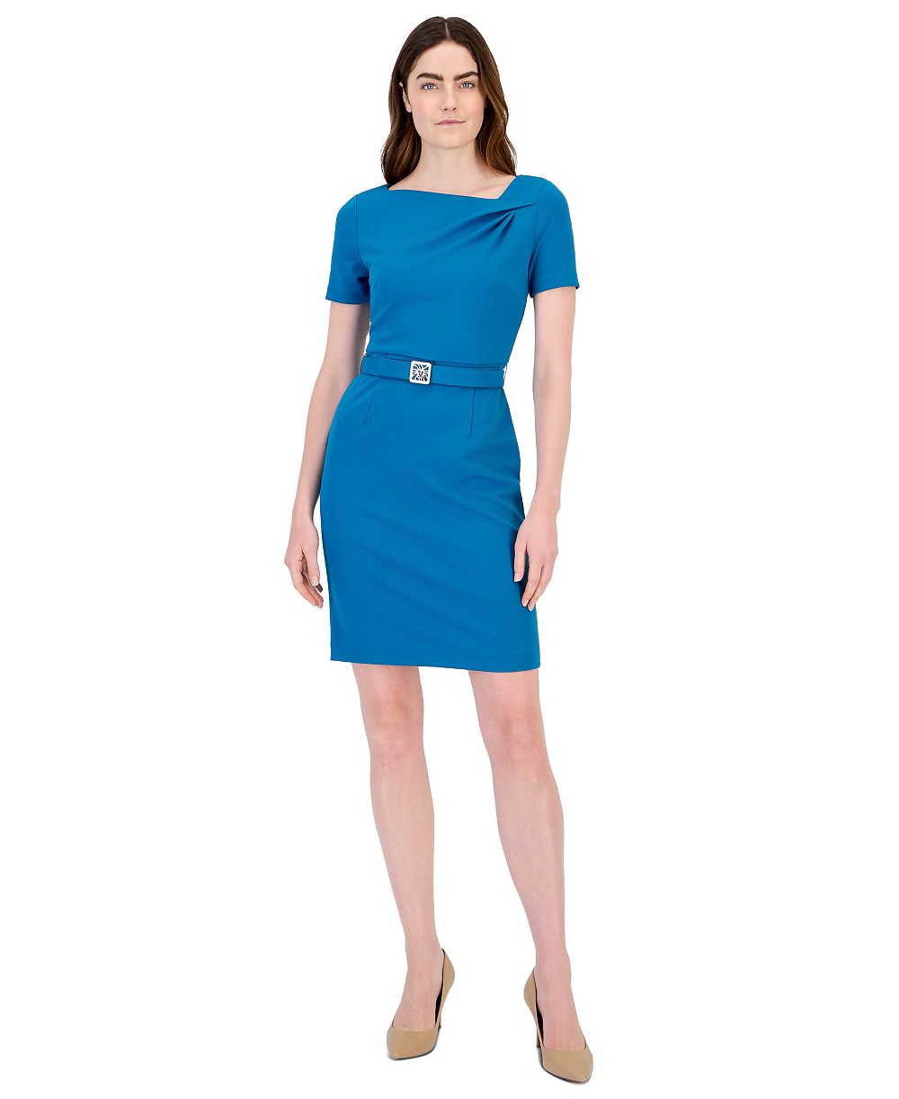 Anne Klein Платье Petite с коротким рукавом и асимметричным вырезом