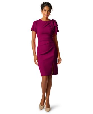 Женское платье Adrianna Papell Petite Crewneck Pleated Bow Midi