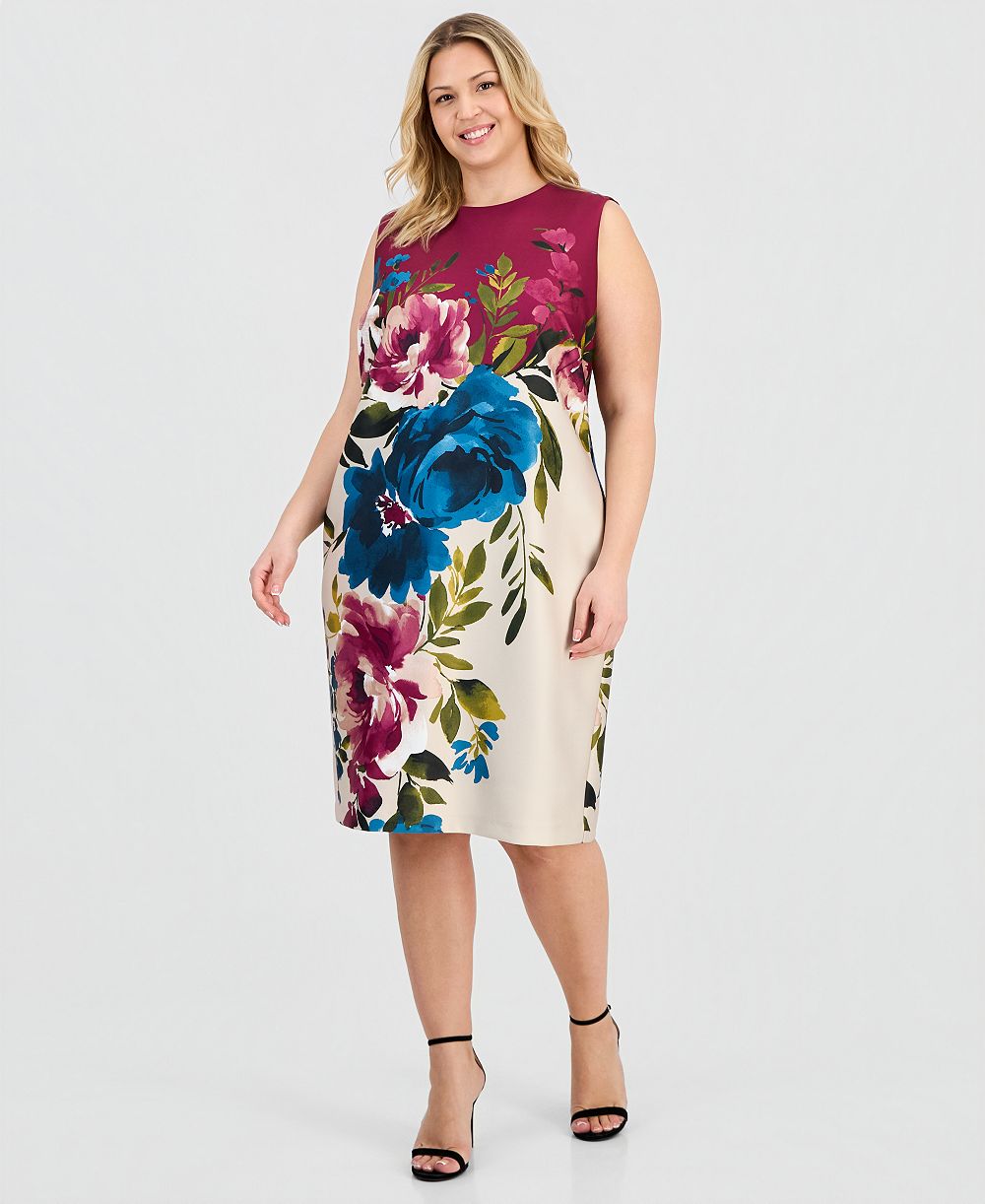 Платье Anne Klein Plus-Size Printed Scuba Sheath