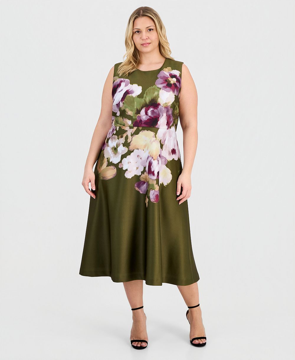 Anne Klein Plus-Size Printed Scuba A-Line Dress