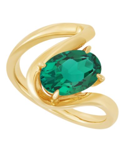 Macy's кольцо с изумрудом 2-5/8 ct. в позолоченном серебре