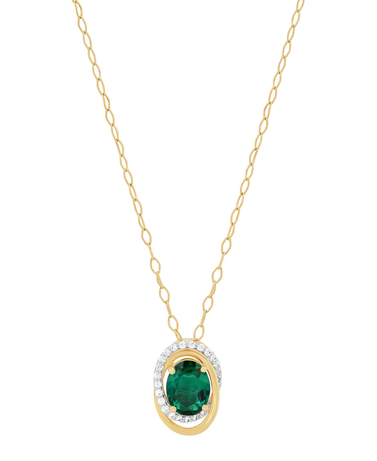 Подвеска с изумрудом (1-5/8 ct. t.w.) и белым сапфиром (1/4 ct. t.w.) в золотом покрытии 14k на серебре sterling silver