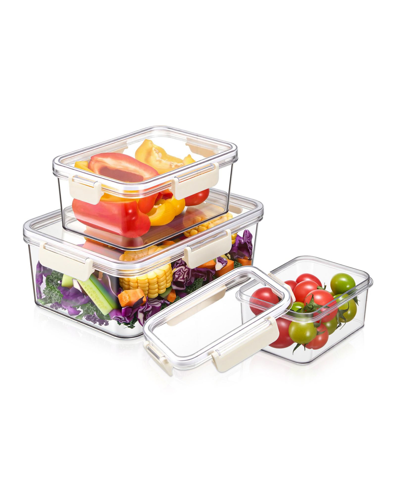 Sorbus Clear 3 Pack Rectangular Stackable Food Storage Container with Airtight Lids for Pantry, Fridge, Mealprep and More