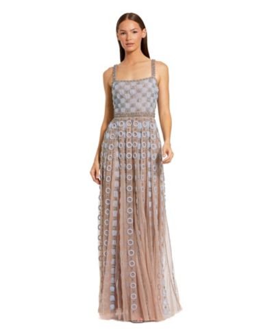 Mac Duggal Women's Embellished Mesh A-Line Evening Gown