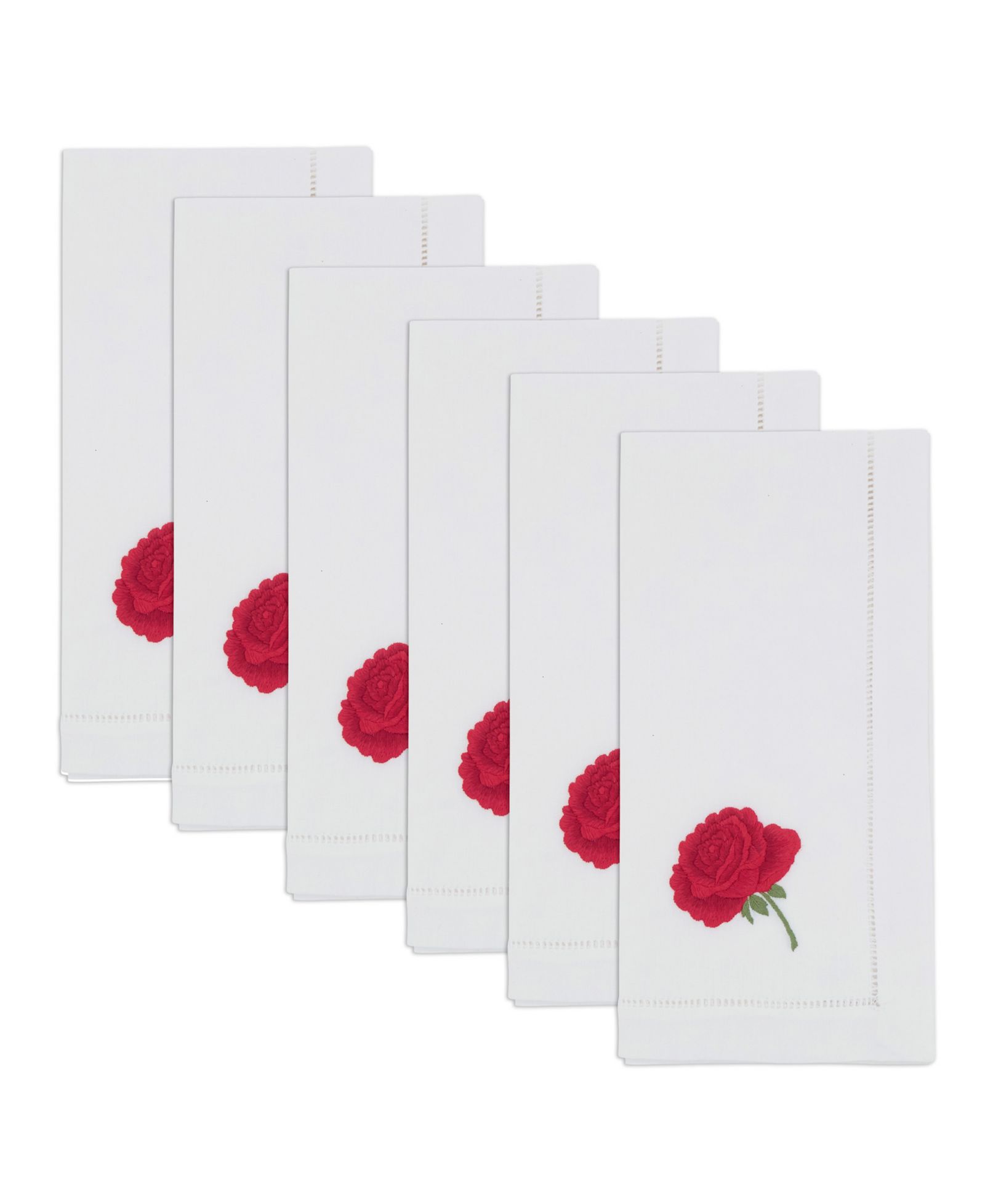 Saro Lifestyle Floral Embroidered Cotton Decorative Napkins, Set of 6