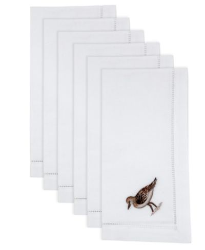 Saro Lifestyle Embroidered Songbird Cotton Napkins, Set of 6