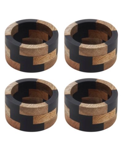 Saro Lifestyle Mango Wood and Resin Napkin Rings, Set of 4