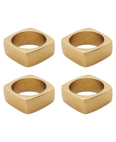 Saro Lifestyle Geometric Aluminum Napkin Rings, Set of 4