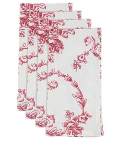 Saro Lifestyle Botanical Linen Blend Decorative Napkins, Set of 4