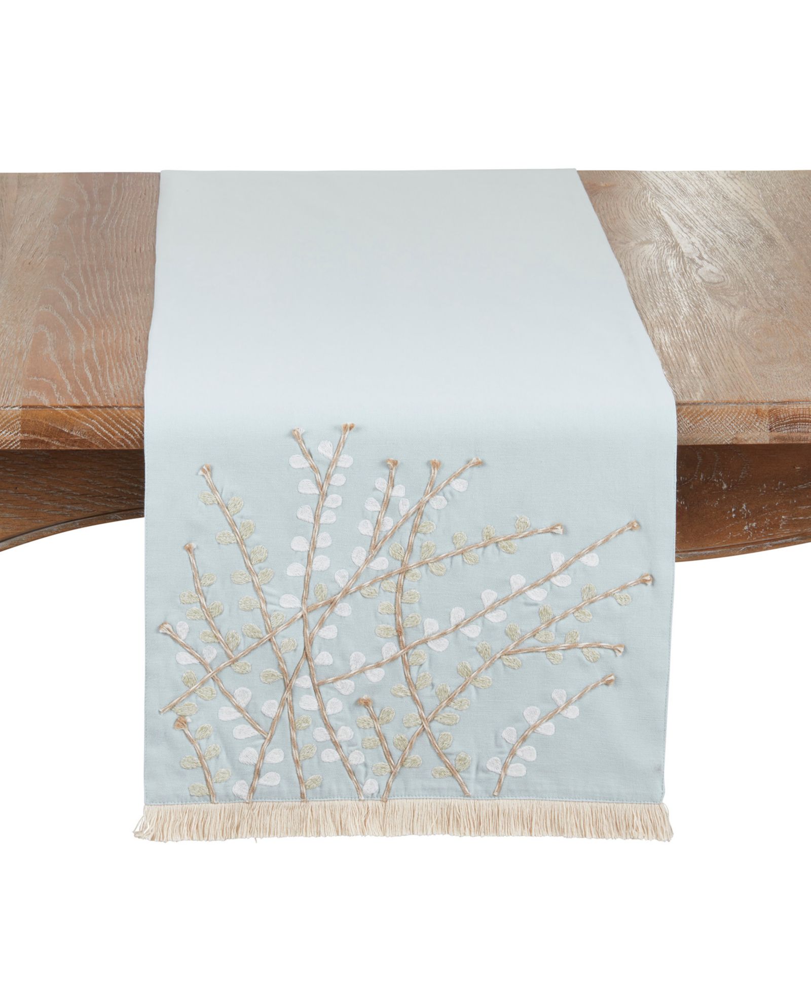Saro Lifestyle Embroidered Botanical Table Runner, 16" x 72"