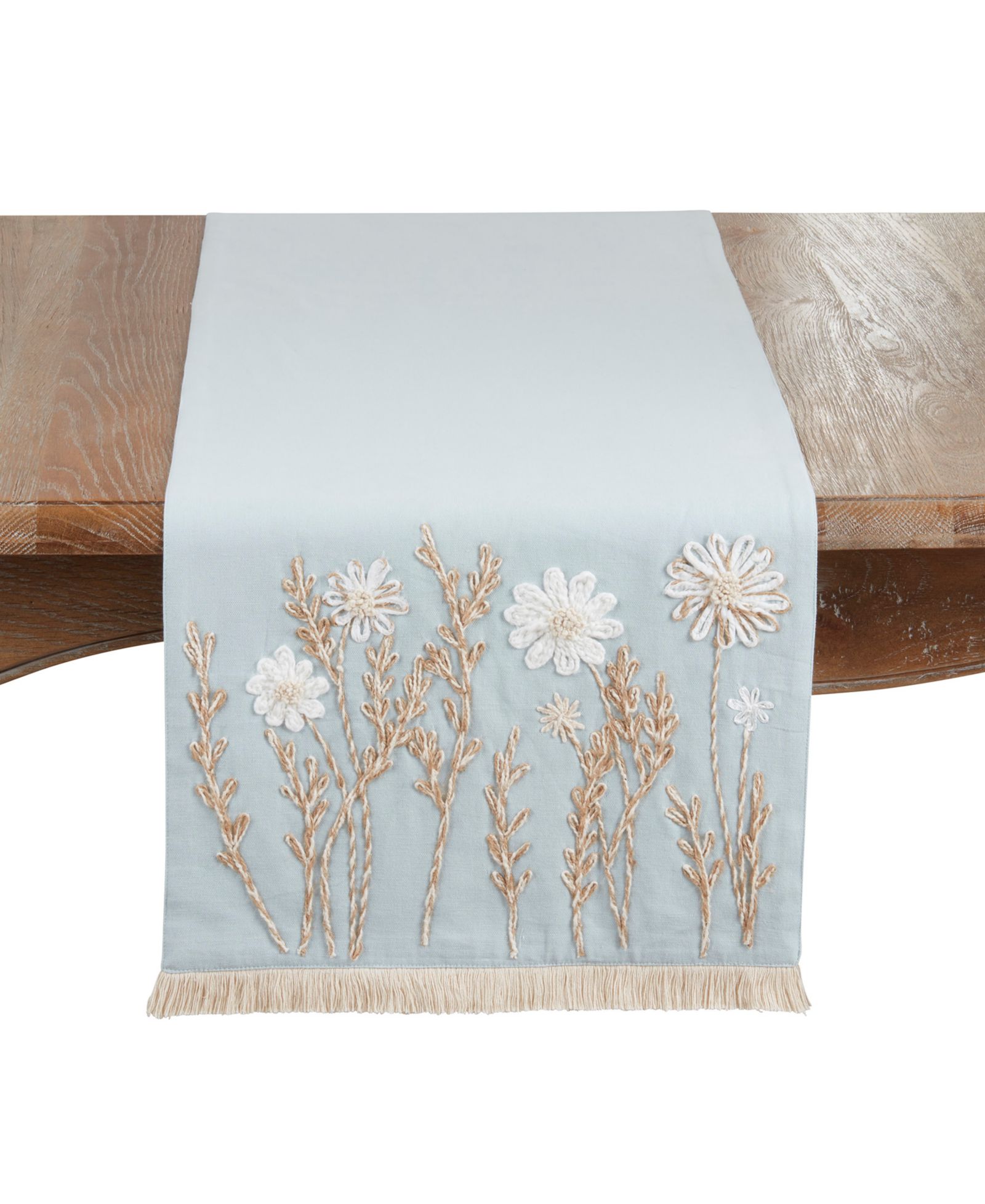 Saro Lifestyle Embroidered Floral Table Runner, 16" x 72"