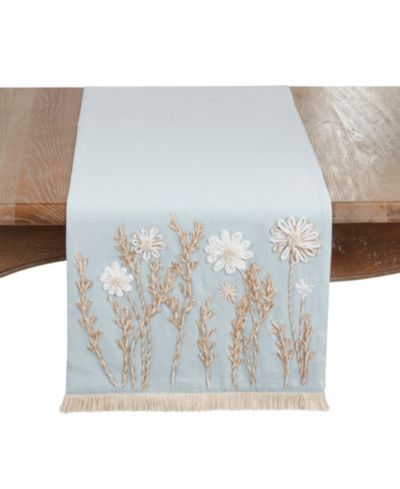 Saro Lifestyle Embroidered Floral Table Runner, 16" x 72"