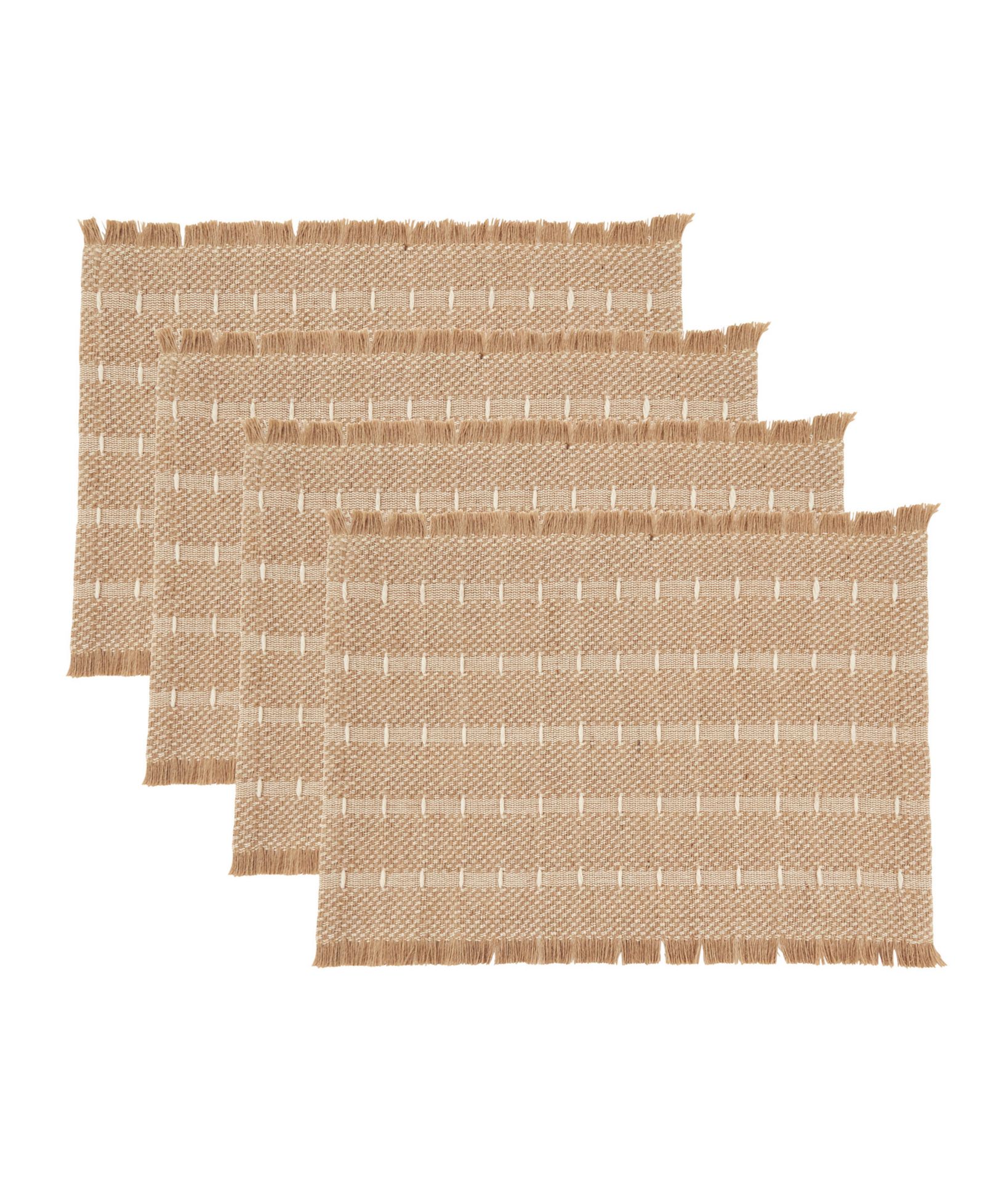 Saro Lifestyle Stripe Textured Jute and Wool Placemats, Set of 4