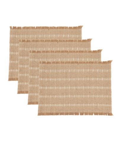 Saro Lifestyle Stripe Textured Jute and Wool Placemats, Set of 4