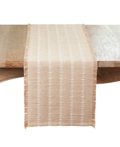 Saro Lifestyle Woven Jute and Wool Table Runner, 14" x 72"
