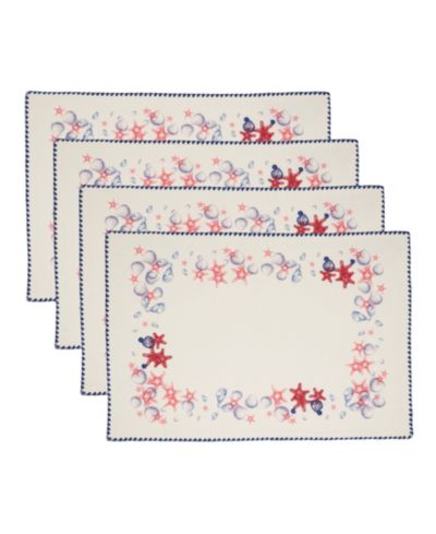 Saro Lifestyle Coastal Starfish and Shell Cotton Placemats, Set of 4