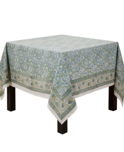 Saro Lifestyle Ornate Floral Border Cotton Tablecloth, 70" x 70"