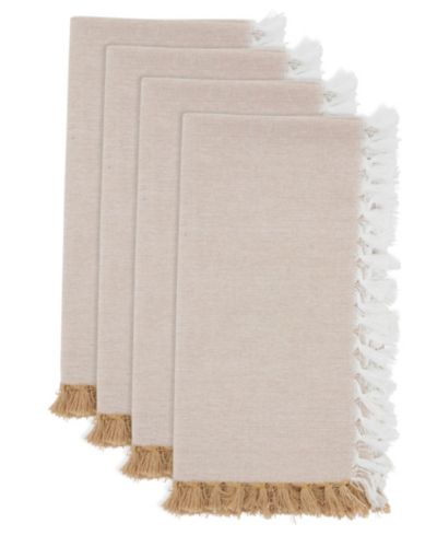 Saro Lifestyle Fringe Edge Cotton Napkins, Set of 4