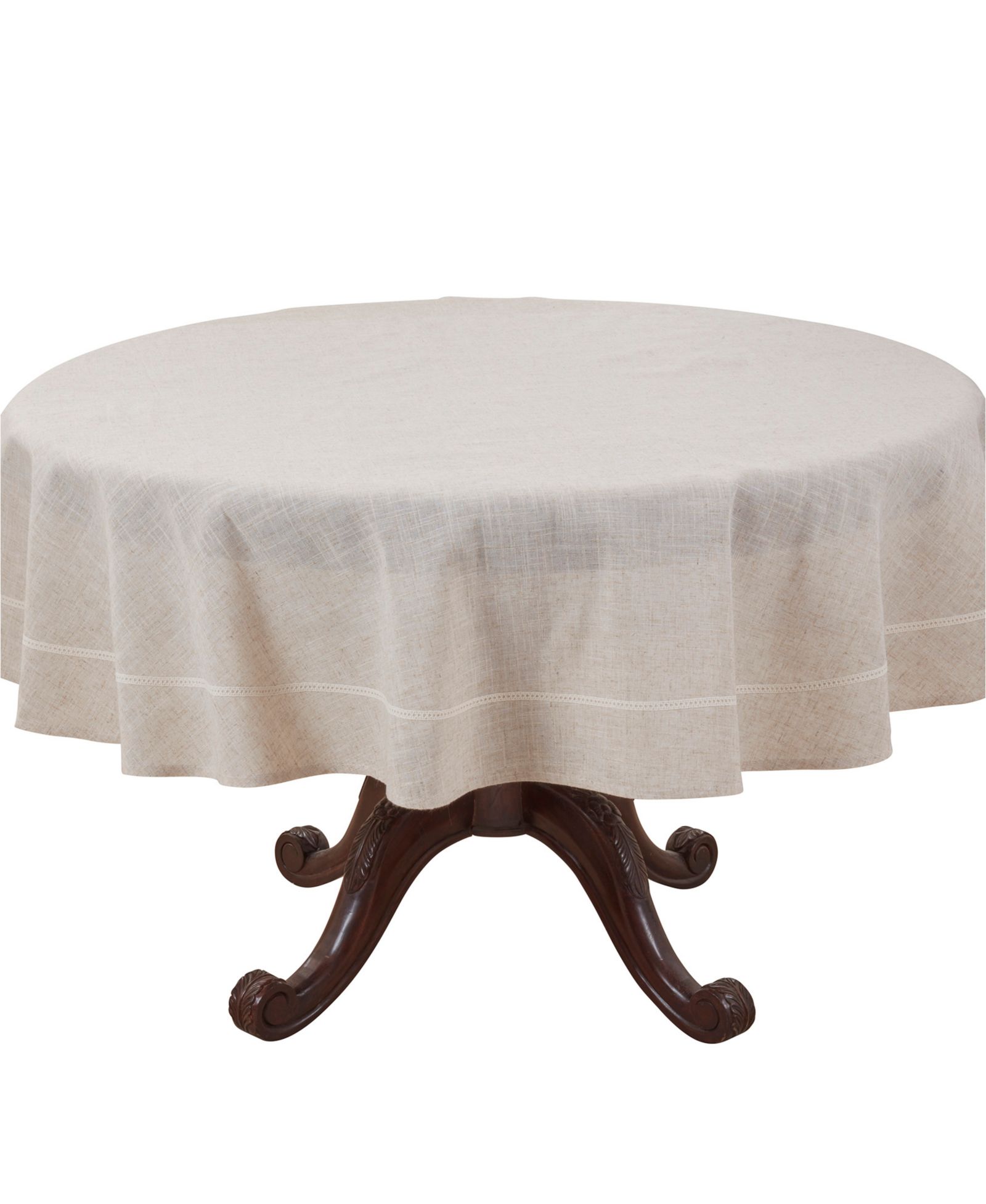 Saro Lifestyle Timeless Solid Linen Blend Tablecloth, 90" Round