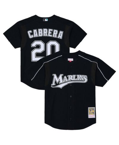 Mitchell & Ness Men's Miguel Cabrera Black Florida Marlins 2003 Cooperstown Mesh Batting Practice Button-Up Jersey