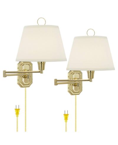 Комплект из 2 настенных ламп Barnes and Ivy Fredericks Modern Brass Plug-in 12" Light Fixture Swing Arm Shade