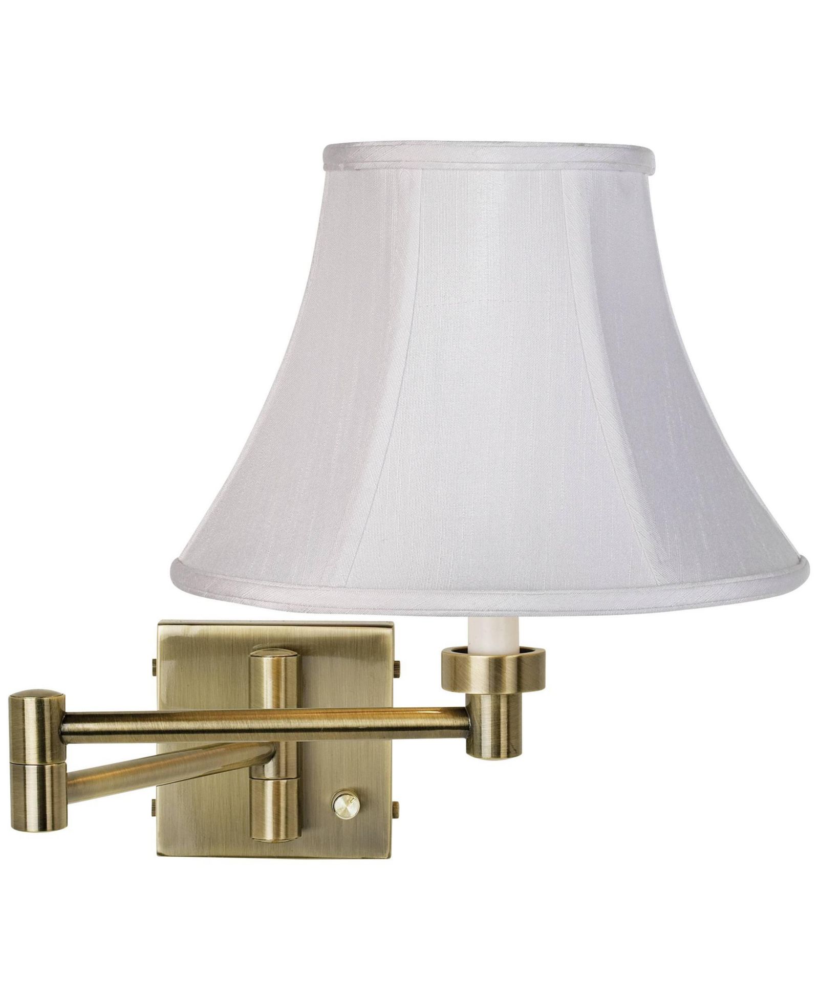 Barnes and Ivy Modern Swing Arm Wall Lamp Plug-In Light Fixture Fabric Bell Shade for Bedroom Bedside Reading