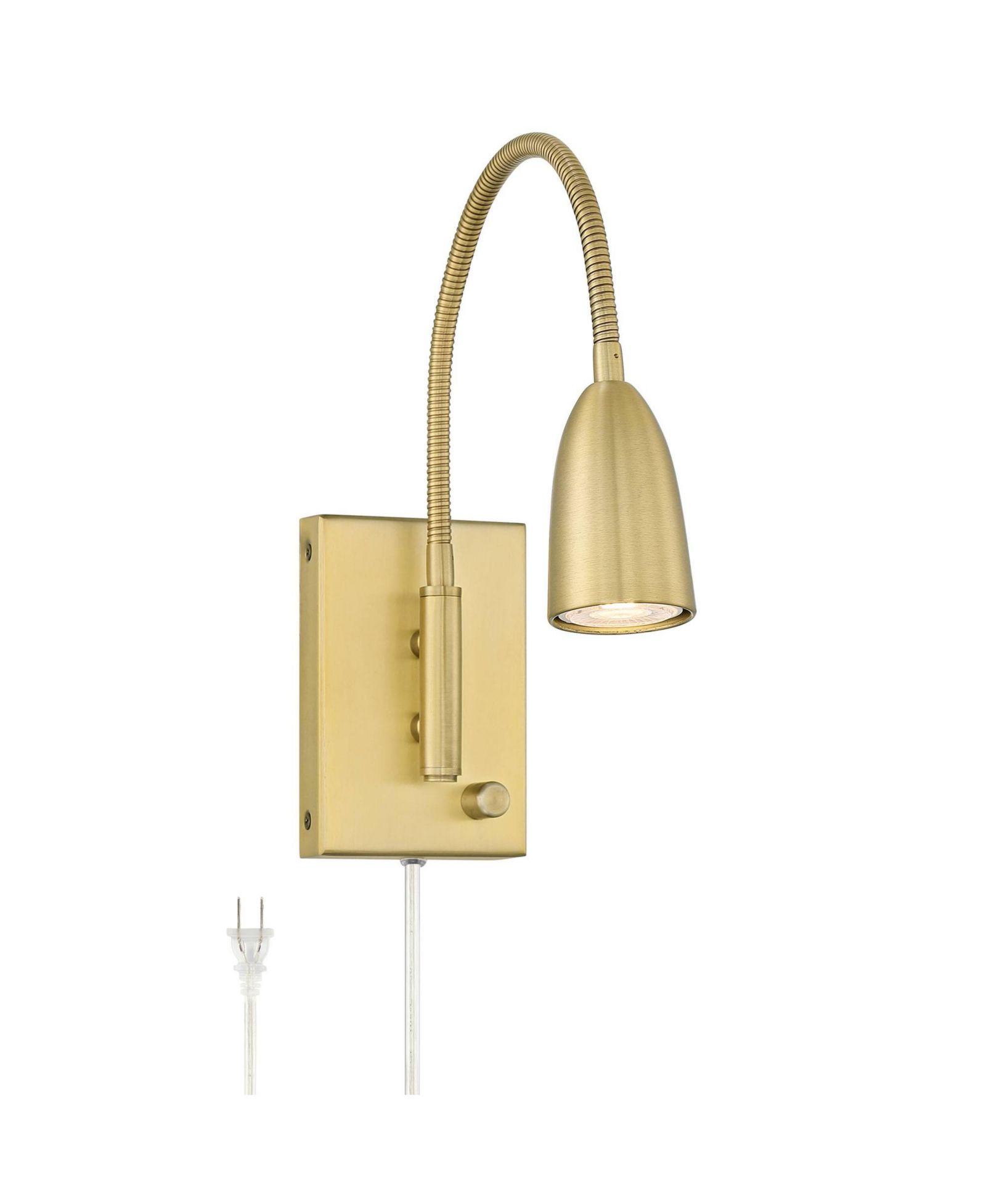 360 Lighting Lido Mid Century Modern Wall Lamp Warm Plug-in 2 1/4" Fixture Adjustable Gooseneck for Bedroom Reading Living Room Hallway House