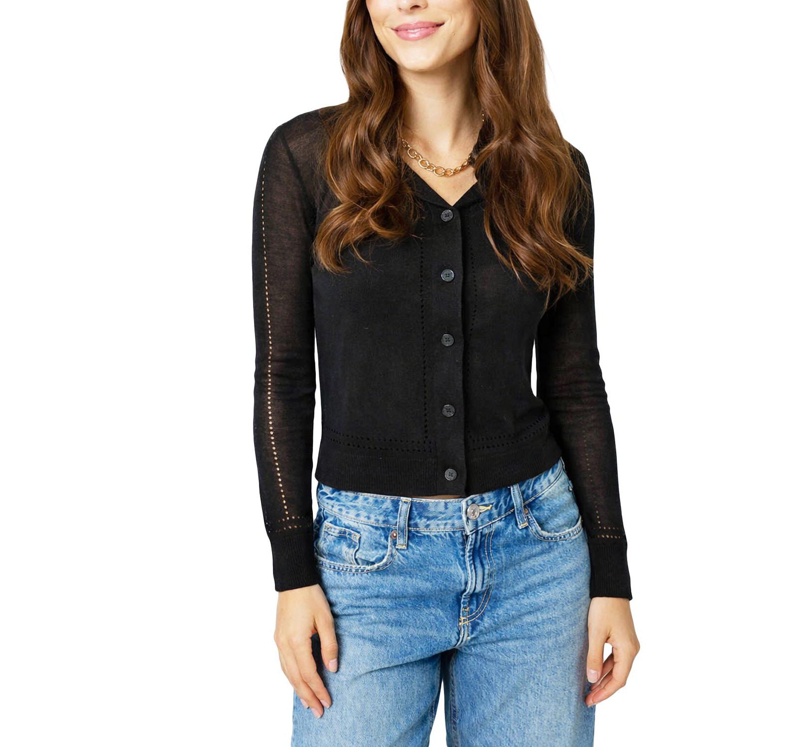 Central Park West Women's Serena Sheer Pointelle Cardigan