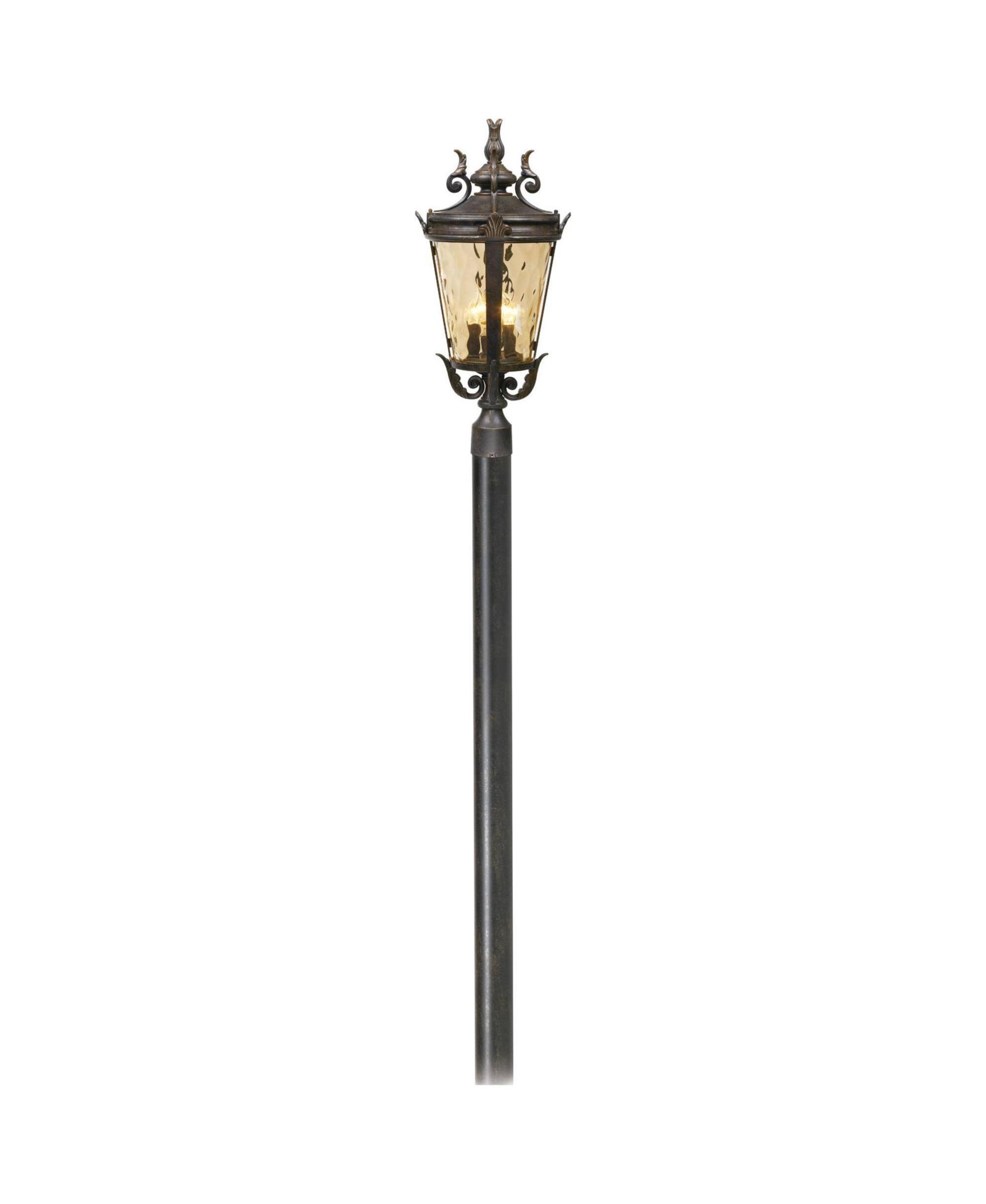 John Timberland Casa Marseille Vintage Rustic Outdoor Post Light Veranda Bronze with Burial Pole  Champagne Hammered Glass for Exterior Barn Deck