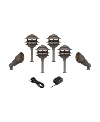 Комплект садовых светильников и прожекторов John Timberland Pagoda 17 High Modern 8-Piece LED