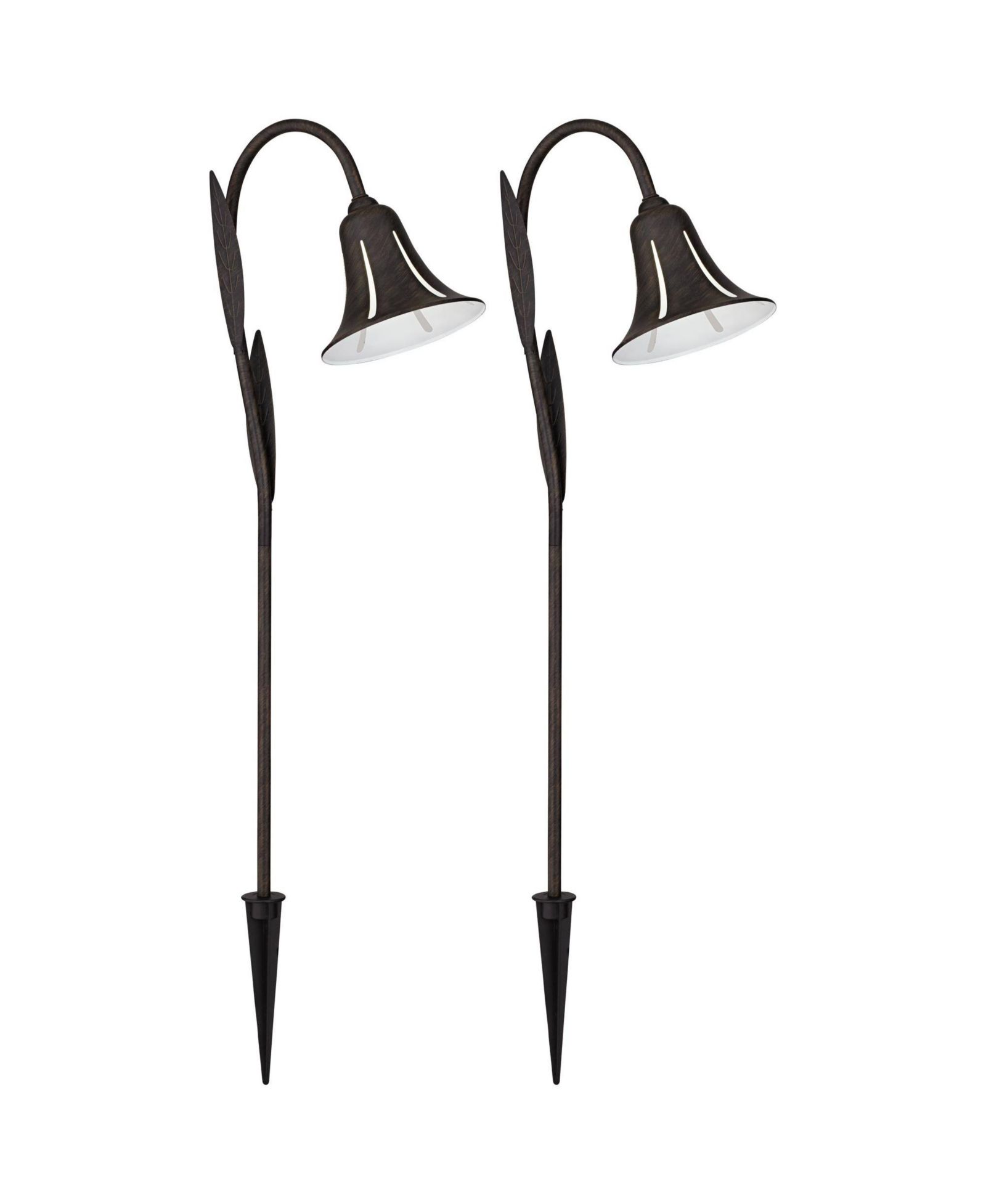 John Timberland Tulip  High Country Outdoor Landscape Path Lights Porch House Set of 2 LED Bulb  Dark Rust Finish Metal