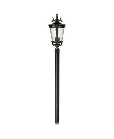 Уличный светильник John Timberland Casa Marseille Vintage Outdoor Post Light Textured Black Scroll with Burial Pole Clear Hammered Glass