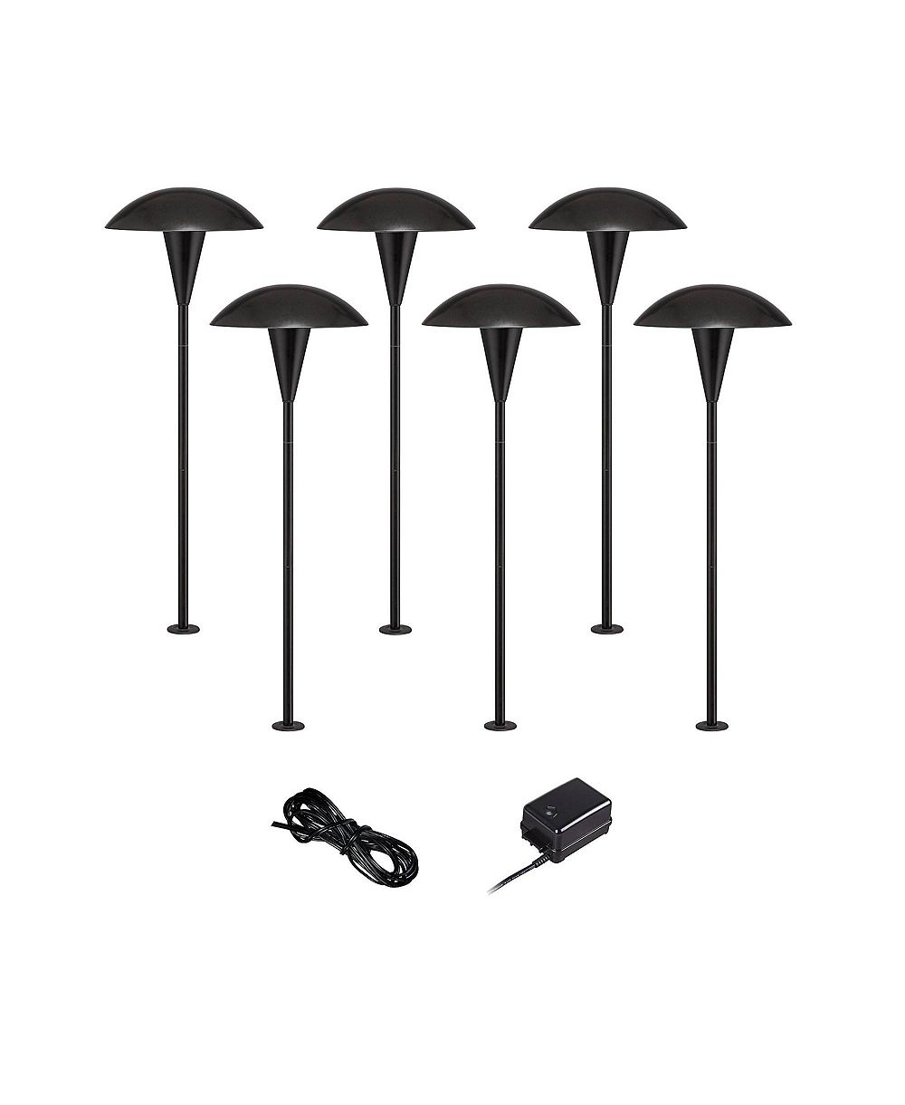John Timberland Mushroom  High Mid Century Modern 8-Piece Outdoor Landscape Lighting Set Porch House LED Bulb Metal Shade