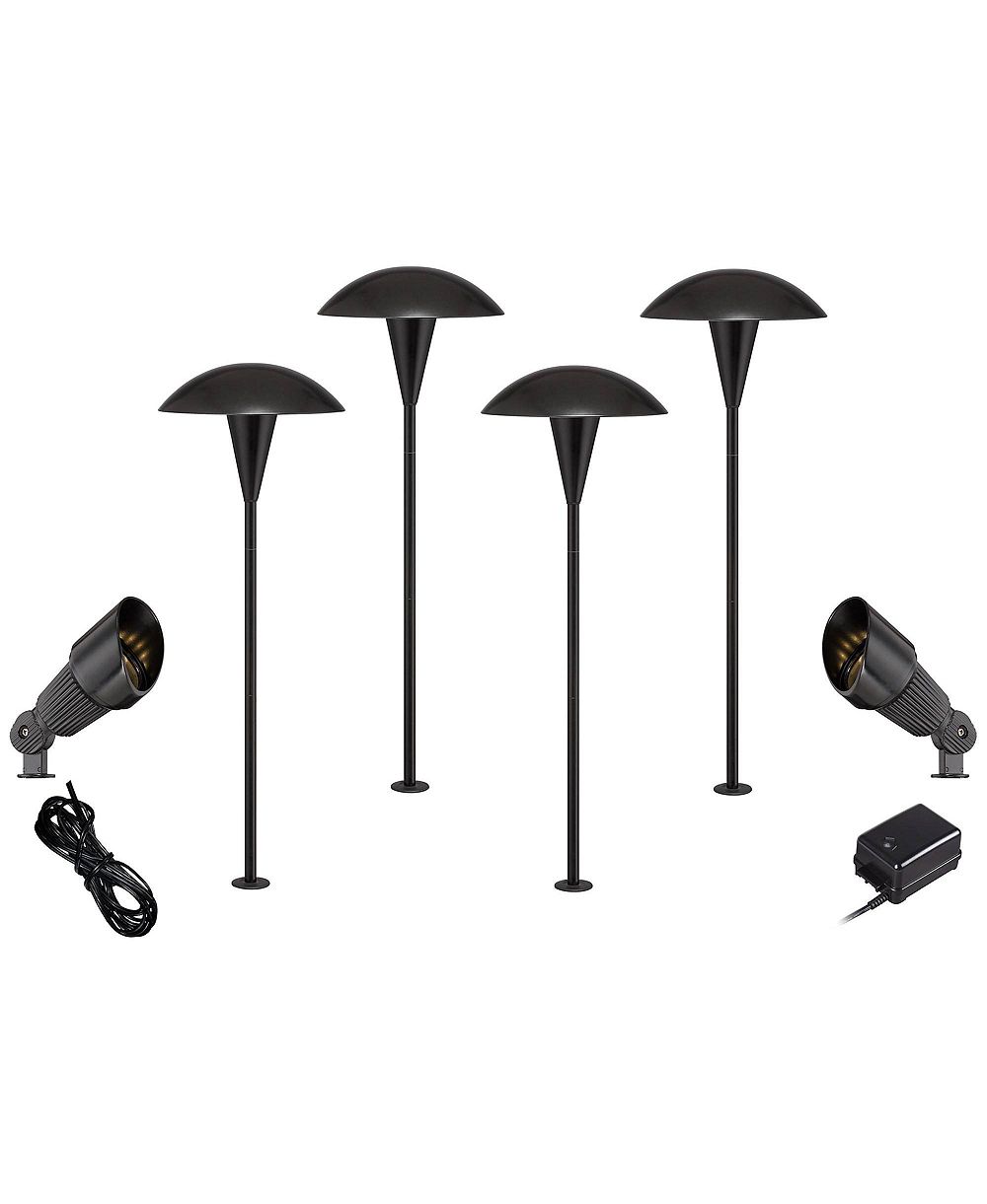 John Timberland Mushroom  High Mid Century Modern 8-Piece Outdoor Landscape Path and Spot Lighting Set Porch LED Bulb