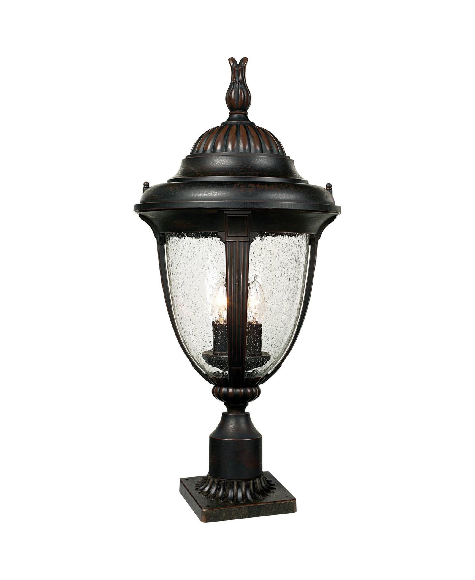 John Timberland Casa Sierra Vintage Rustic Outdoor Post Light Bronze with Pier Adapter 24  Clear Seeded Glass for Exterior Barn Deck House Porch