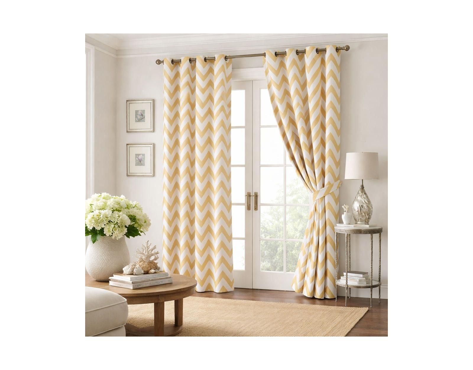Kate Aurora 2 Piece  Chevron Room Darkening Grommet Top Window Curtain Panels