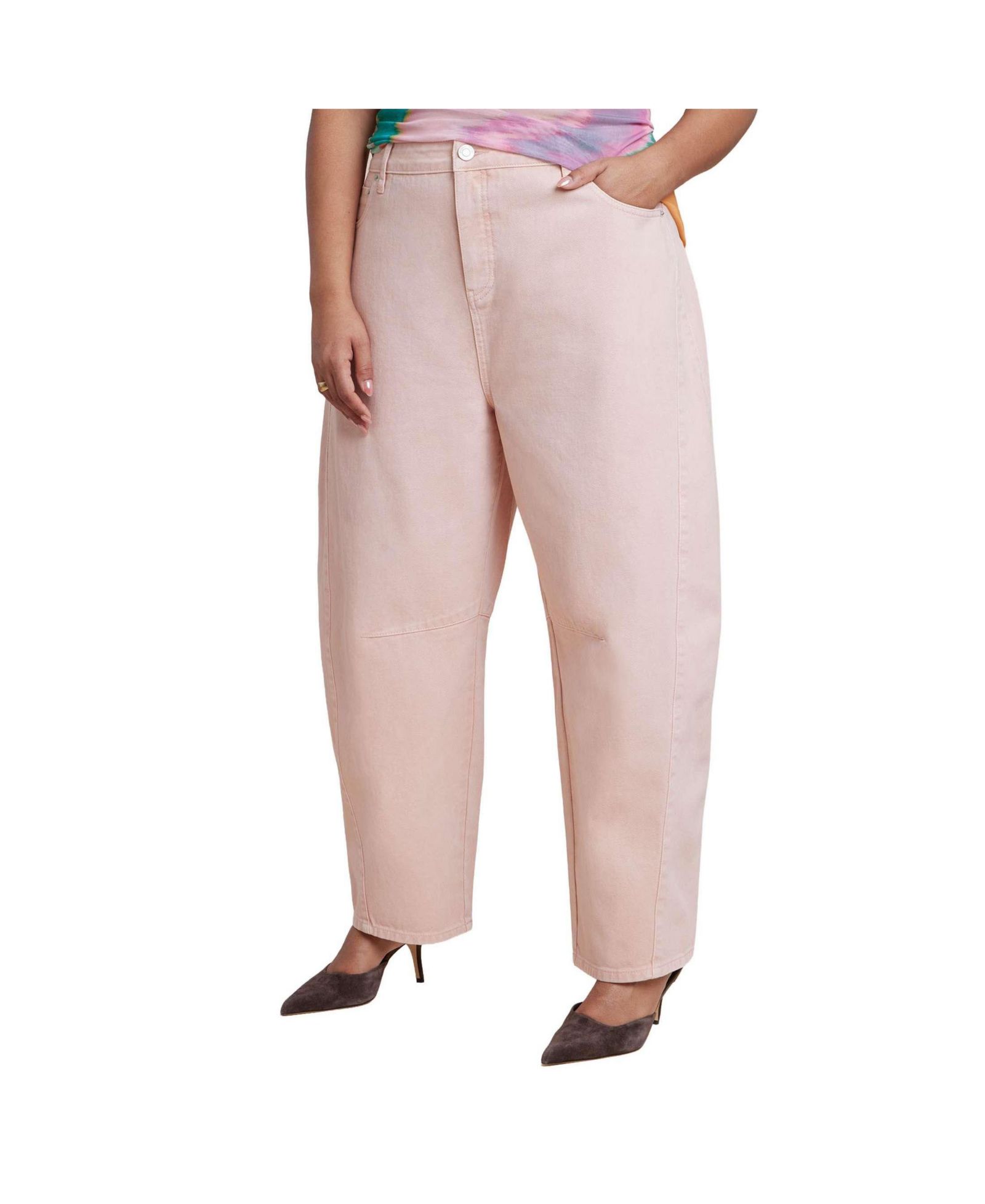 Женские джинсы ELOQUII Pink Wash Barrel Leg