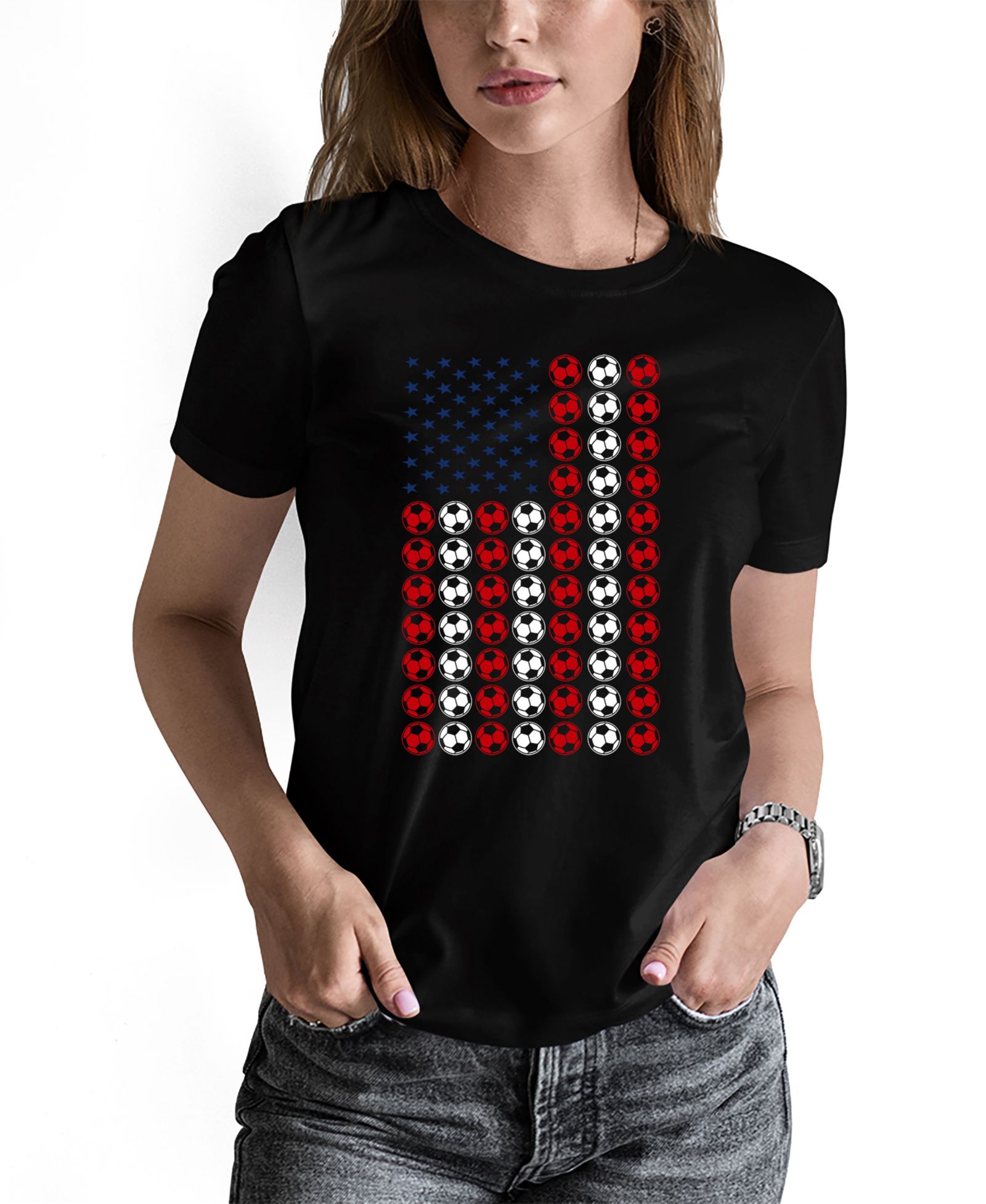 LA Pop Art Women's Soccer Flag Word Art Pullover Top