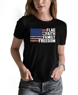 LA Pop Art Women's Faith Flag Word Art Pullover Top