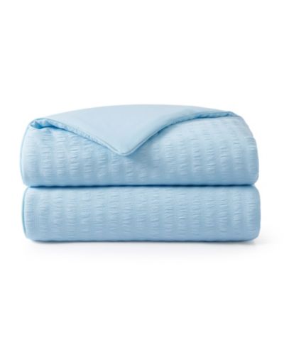 UNIKOME Seersucker Cooling Reversible Blanket, Full/Queen