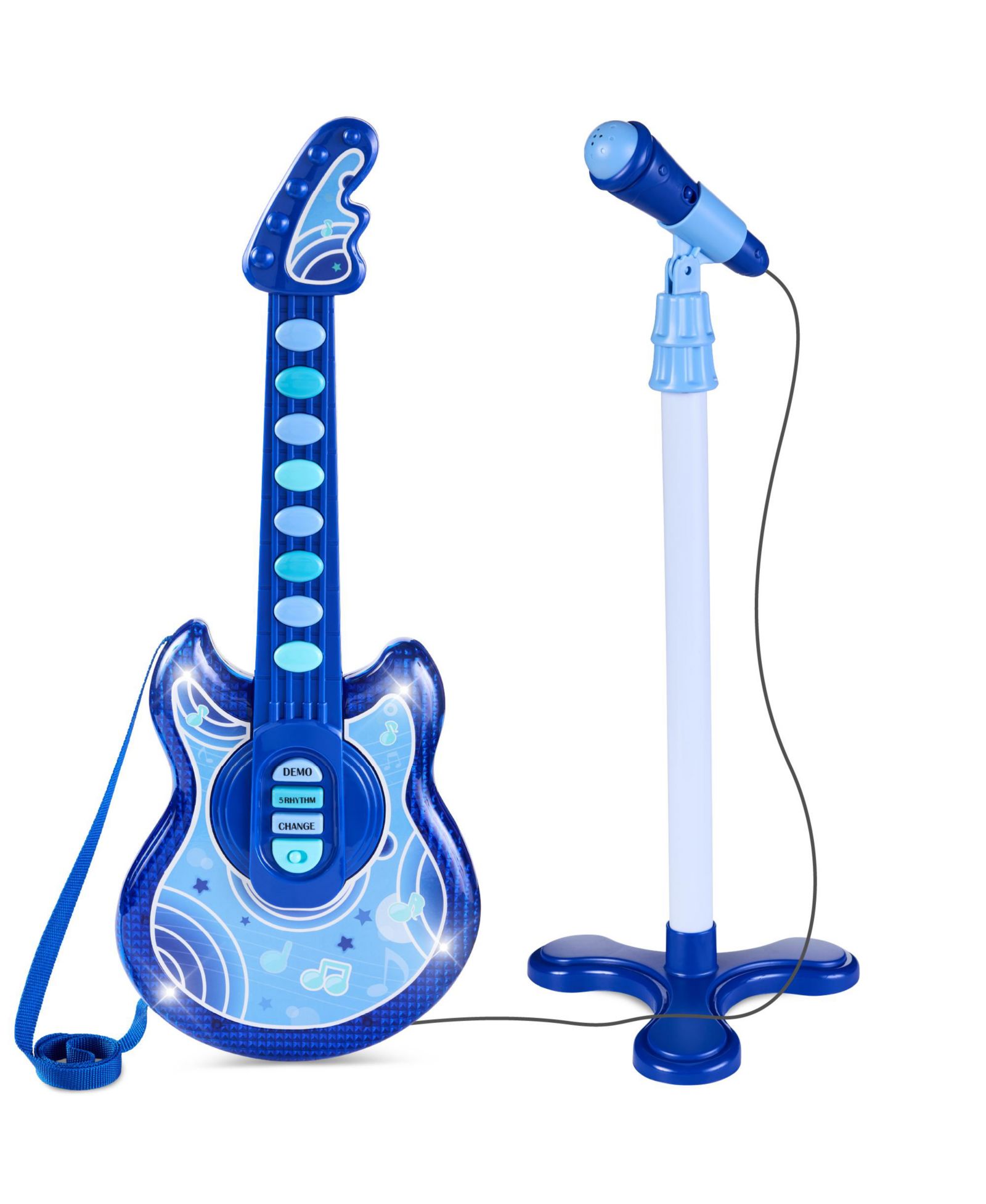 Детская гитара Best Choice Products 19in Flash Guitar с микрофоном и стойкой