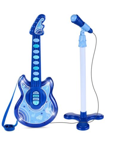 Детская гитара Best Choice Products 19in Flash Guitar с микрофоном и стойкой