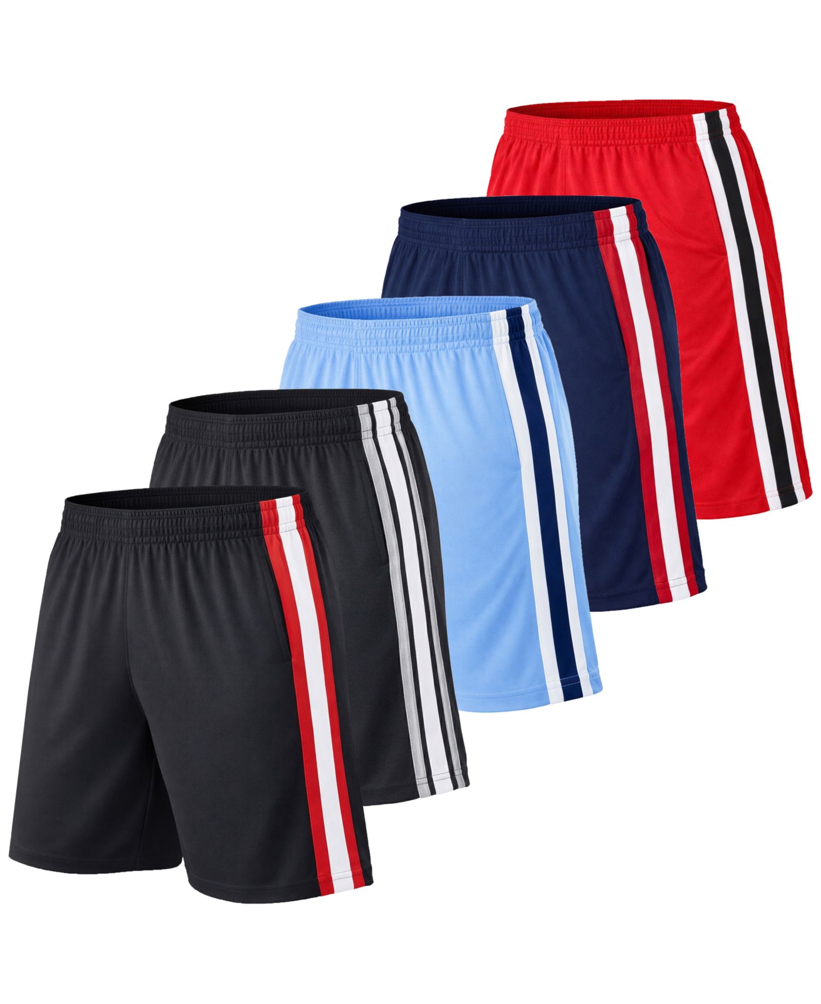 Galaxy By Harvic Men's Jump Start 5-Pack Moisture Wicking Performance Shorts