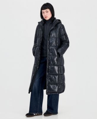 Steve Madden Women's Hooded Maxi Puffer Coat