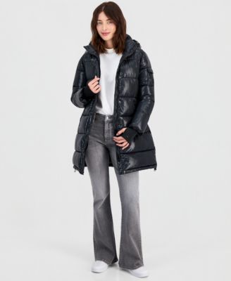 Steve Madden Women's Hooded Puffer Coat, Created for Macy's