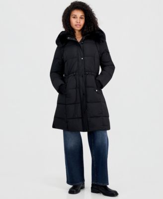 Steve Madden Women's Hooded Drawcord-Waist Puffer Coat